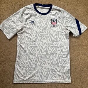Nike Dri-Fit USA Pre-Match Soccer Jersey Womens Medium Gray Blue White Soccer